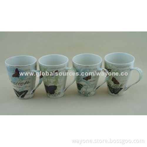 New Bone China Footed Mugs with Floral Design, Royal Shape, Ideal as Present, Food-safe, Butterfly